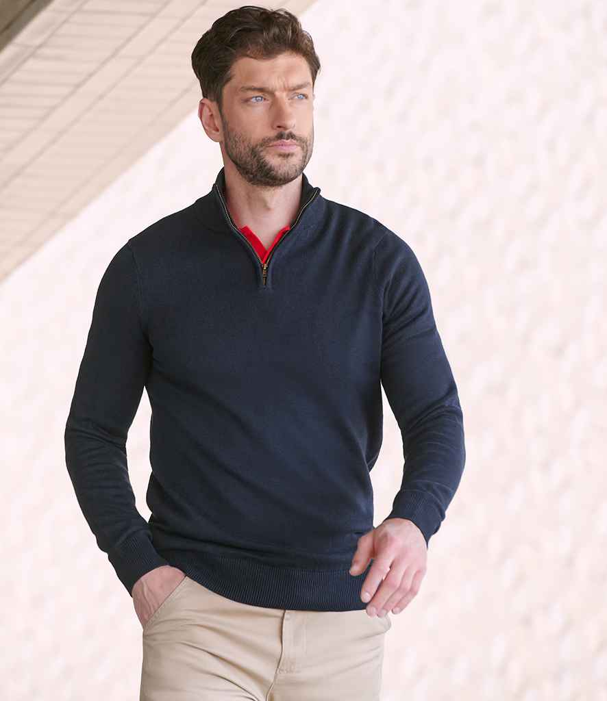 Henbury - Zip Neck Sweater - H729 NAV XS