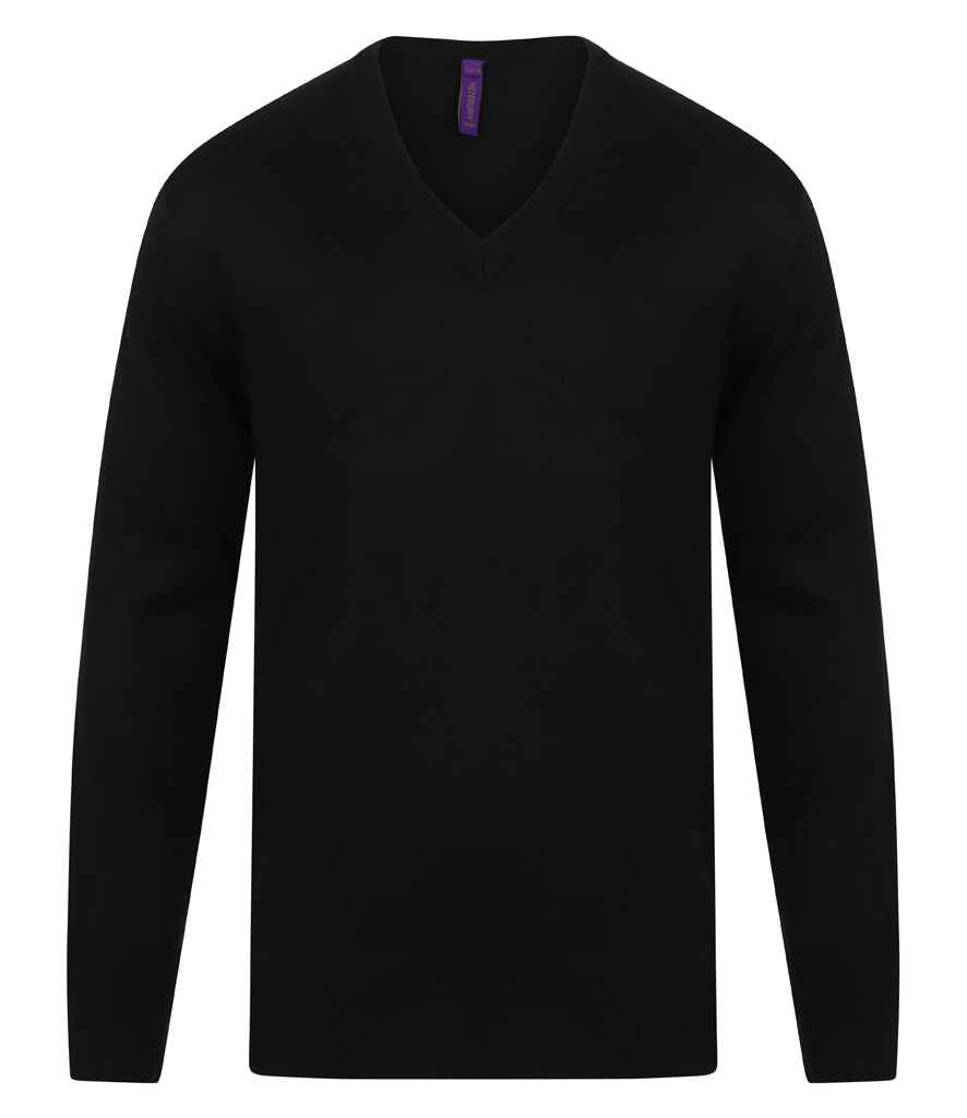 Henbury - Acrylic V Neck Sweater - H760 BLK XXS