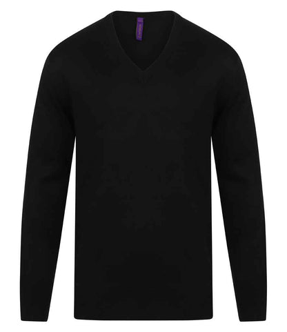 Henbury - Acrylic V Neck Sweater - H760 BLK XXS