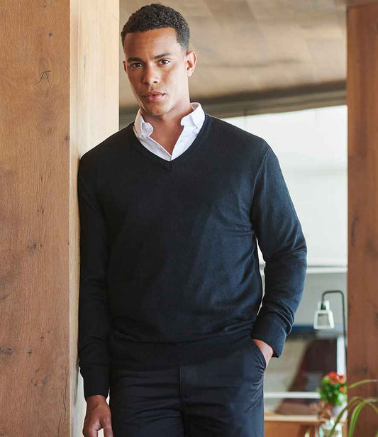 Henbury - Acrylic V Neck Sweater - H760 BLK XXS