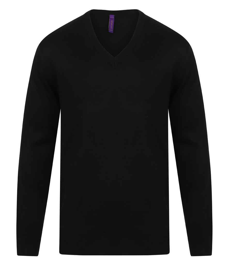 Henbury - Acrylic V Neck Sweater - H760 NAV XXS