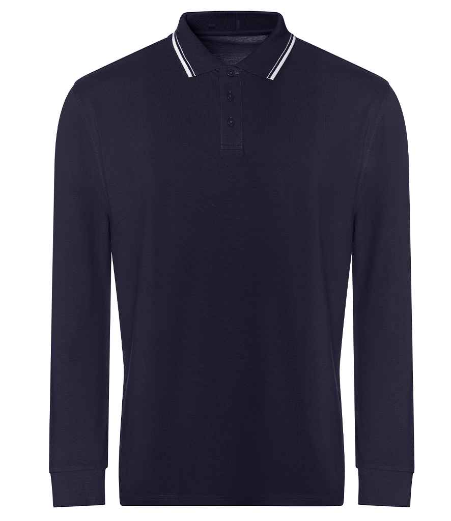 AWDis - Long Sleeve Tipped 100 Polo Shirt - JP103 OX/WH S