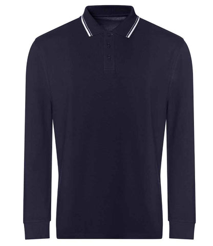 AWDis - Long Sleeve Tipped 100 Polo Shirt - JP103 OX/WH S