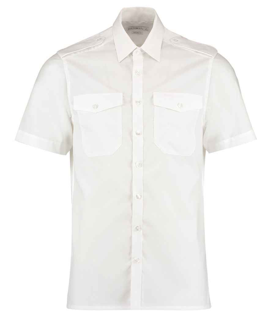 Kustom Kit - Short Sleeve Tailored Pilot Shirt - K133 WHI 14.5