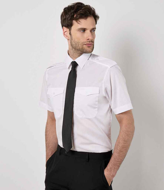 Kustom Kit - Short Sleeve Tailored Pilot Shirt - K133 WHI 14.5