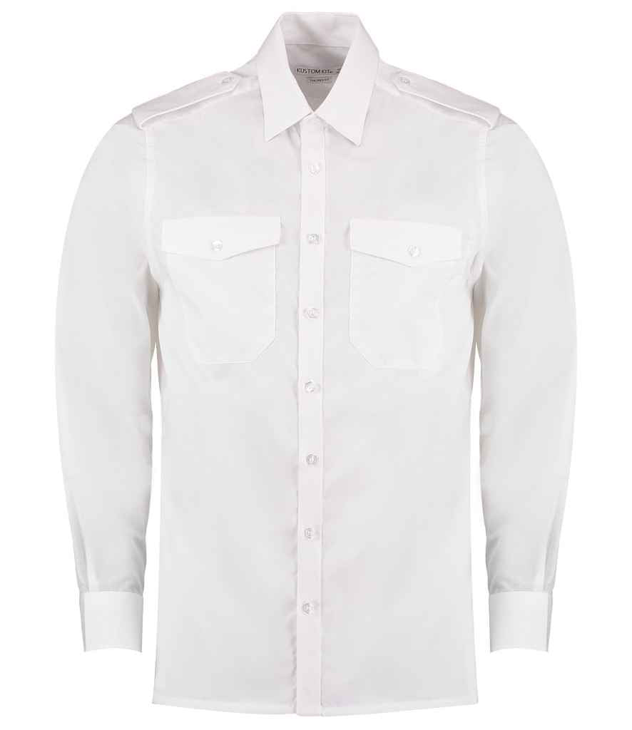 Kustom Kit - Long Sleeve Tailored Pilot Shirt - K134 WHI 14.5