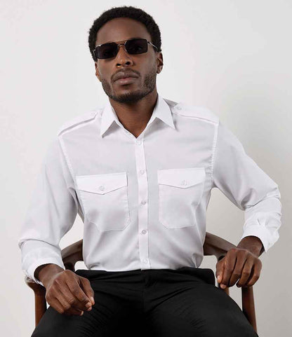 Kustom Kit - Long Sleeve Tailored Pilot Shirt - K134 WHI 14.5