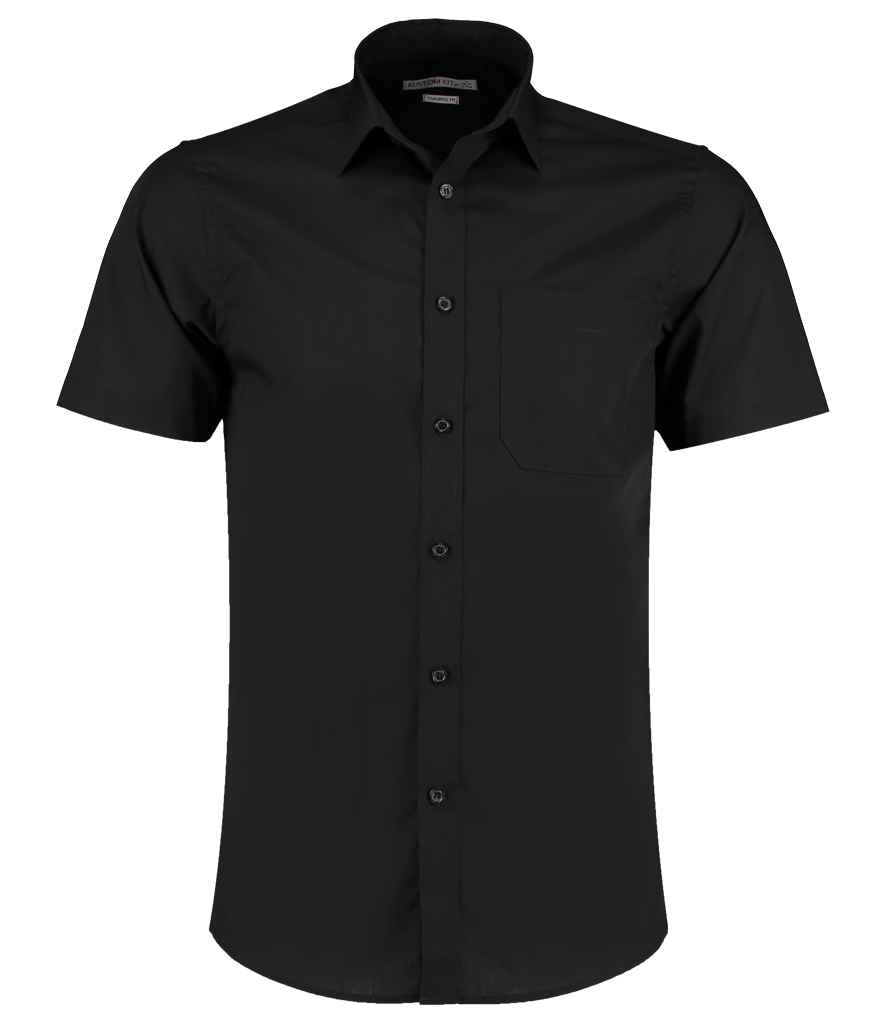 Kustom Kit - Short Sleeve Tailored Poplin Shirt - K141 BLK 13.5