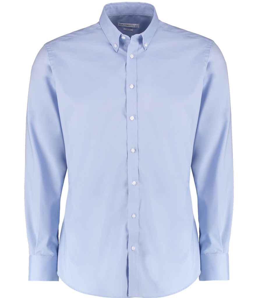 Kustom Kit - Slim Fit Stretch Long Sleeve Oxford Shirt - K182 LBL 13.5