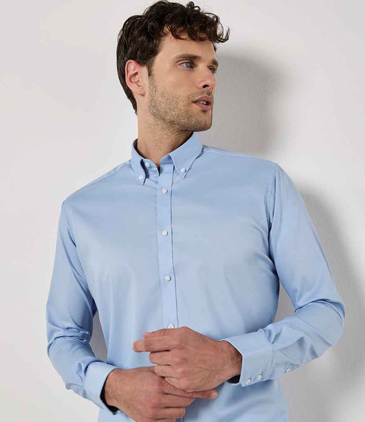 Kustom Kit - Slim Fit Stretch Long Sleeve Oxford Shirt - K182 LBL 13.5