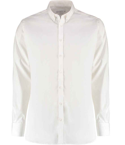 Kustom Kit - Slim Fit Stretch Long Sleeve Oxford Shirt - K182 WHI 13.5