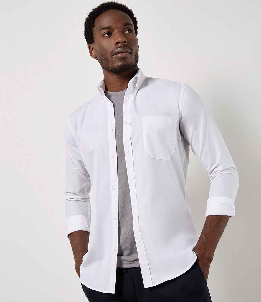 Kustom Kit - Long Sleeve Slim Fit Workwear Oxford Shirt - K184 WHI 14