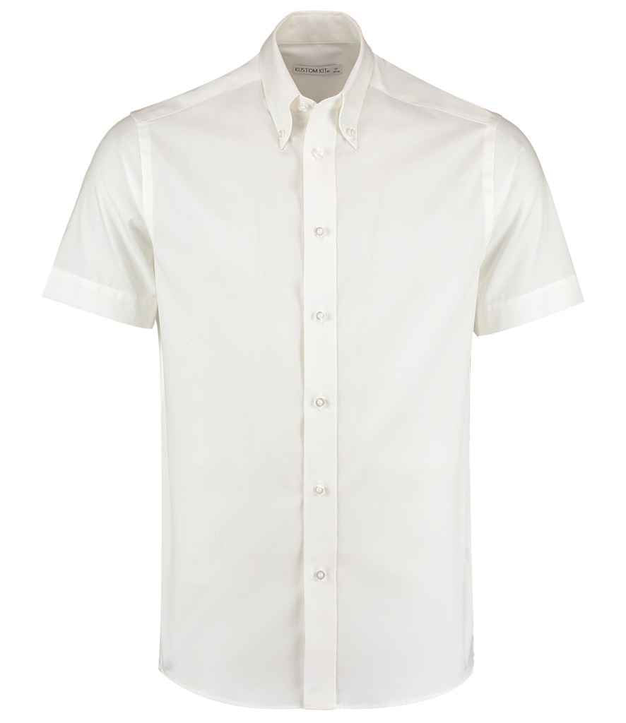 Kustom Kit - Premium Short Sleeve Tailored Oxford Shirt - K187 WHI 13.5