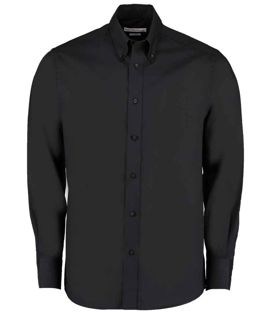 Kustom Kit - Premium Long Sleeve Tailored Oxford Shirt - K188 BLK 14.5