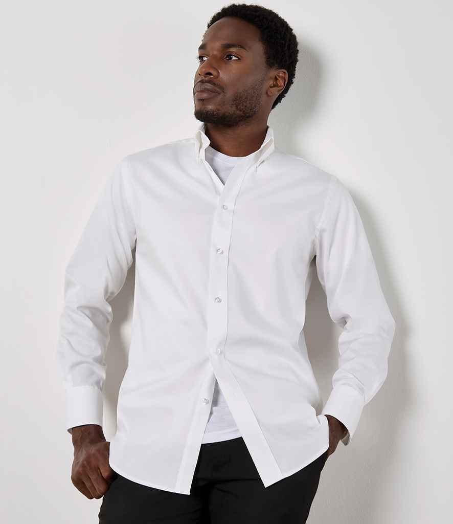 Kustom Kit - Premium Long Sleeve Tailored Oxford Shirt - K188 WHI 13.5