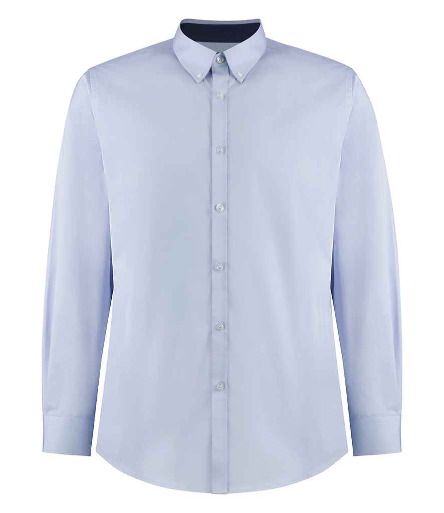 Kustom Kit - Premium Long Sleeve Contrast Tailored Oxford Shirt