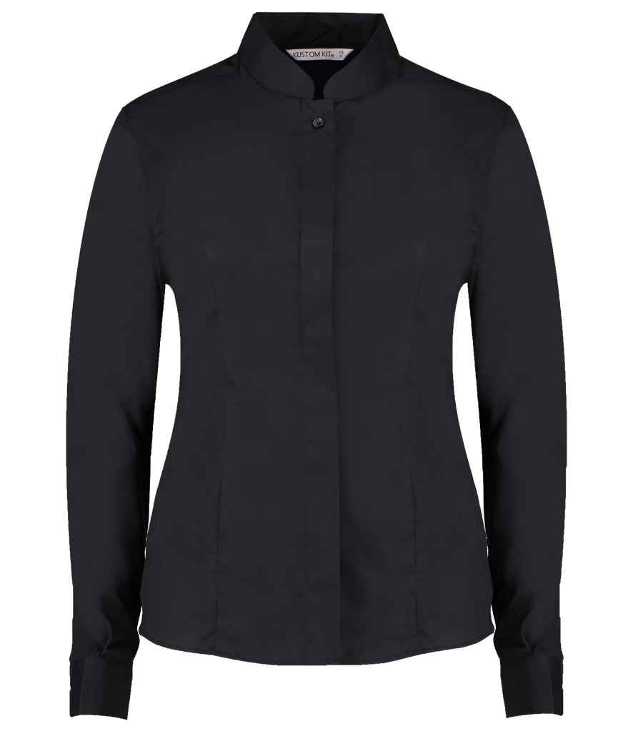 Kustom Kit - Ladies Long Sleeve Tailored Mandarin Collar Shirt - K261 BLK 8