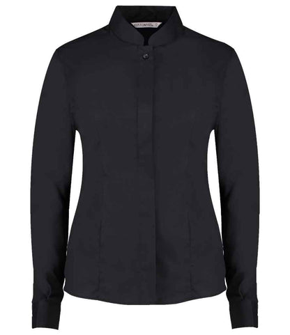 Kustom Kit - Ladies Long Sleeve Tailored Mandarin Collar Shirt - K261 BLK 8