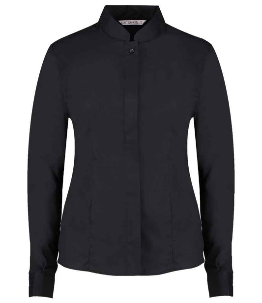 Kustom Kit - Ladies Long Sleeve Tailored Mandarin Collar Shirt - K261 BLK 8
