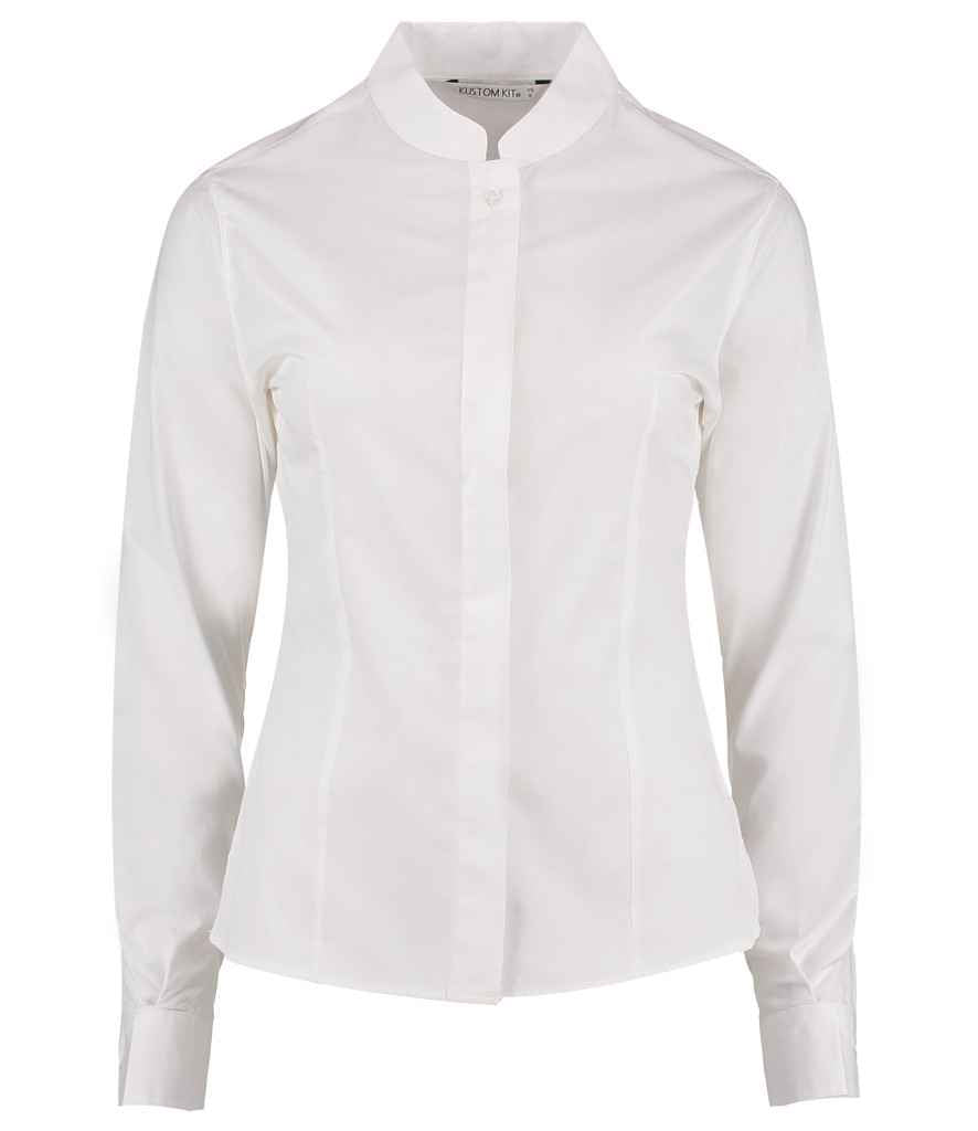 Kustom Kit - Ladies Long Sleeve Tailored Mandarin Collar Shirt - K261 BLK 8