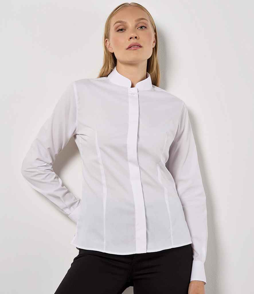 Kustom Kit - Ladies Long Sleeve Tailored Mandarin Collar Shirt - K261 WHI 8