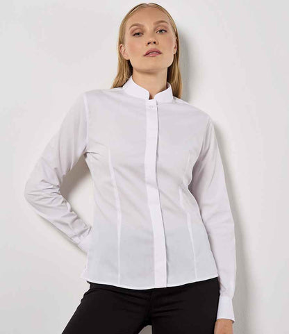 Kustom Kit - Ladies Long Sleeve Tailored Mandarin Collar Shirt - K261 WHI 8