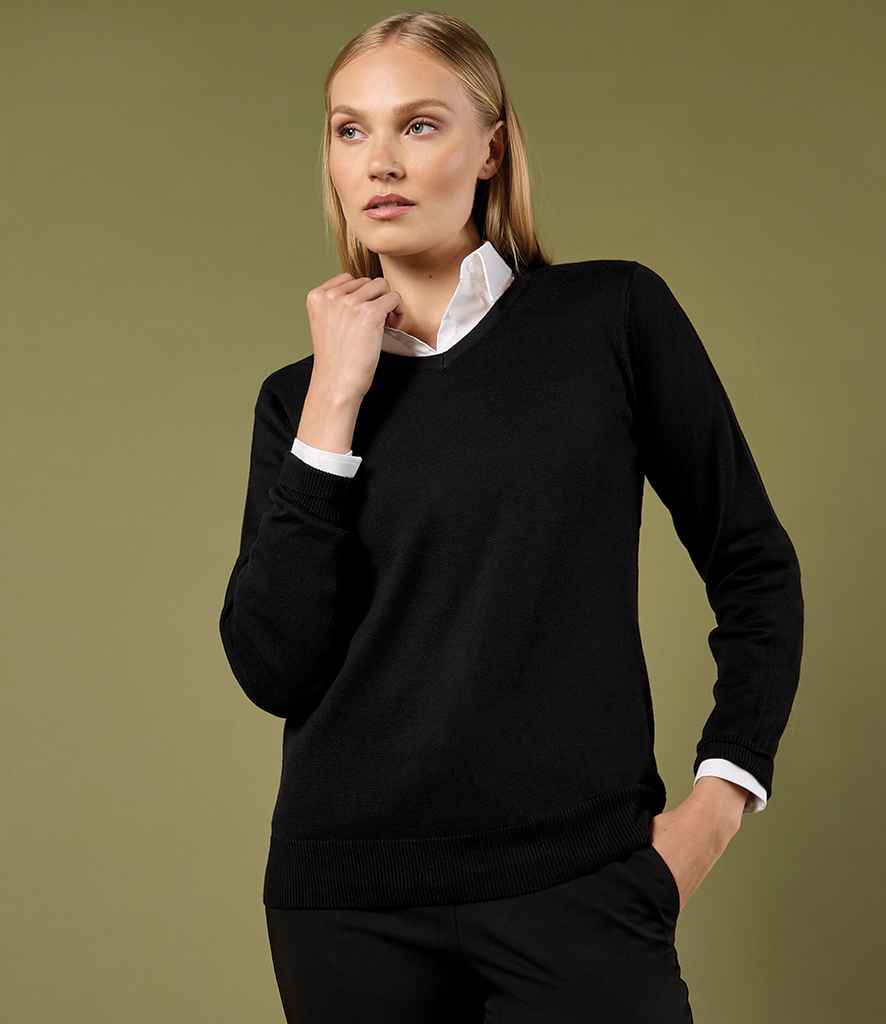 Kustom Kit - Ladies Arundel Cotton Acrylic V Neck Sweater - K353 BLK 6