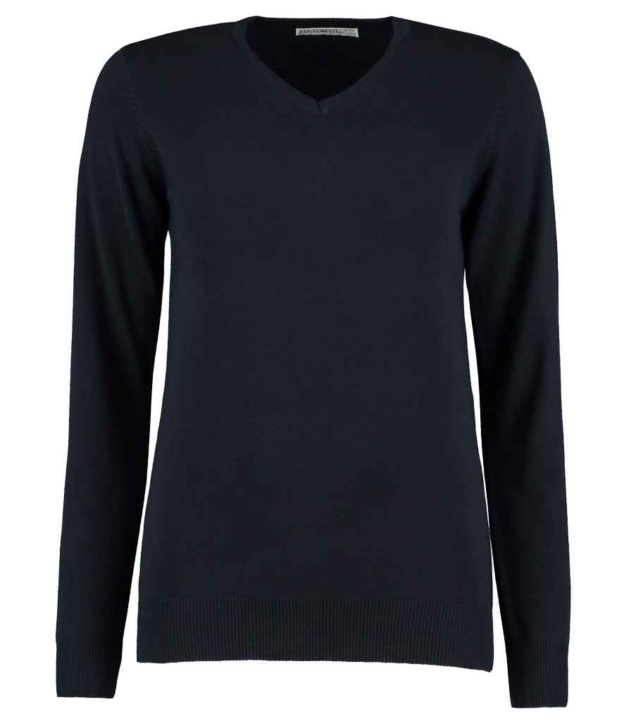 Kustom Kit - Ladies Arundel Cotton Acrylic V Neck Sweater - K353 NAV 6