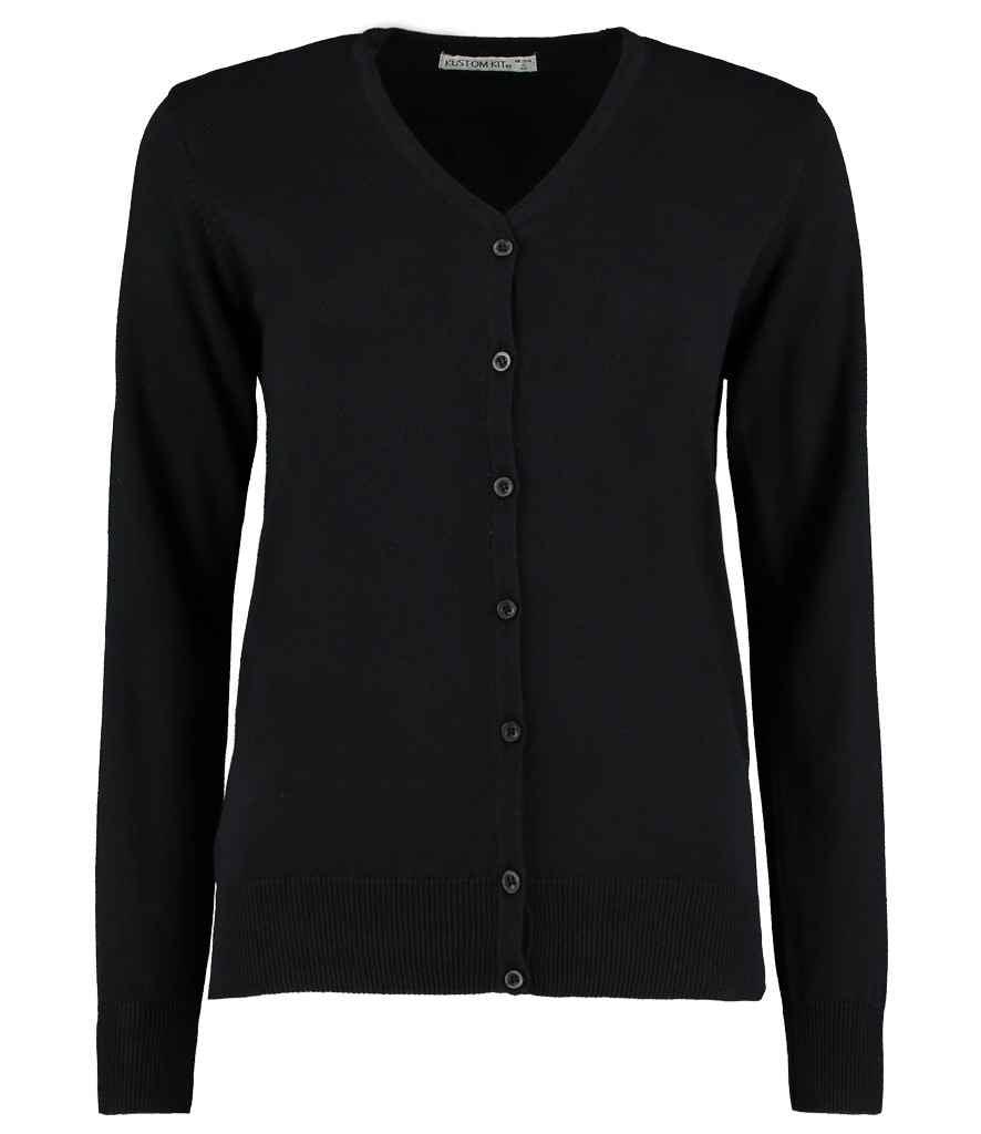 Kustom Kit - Ladies Arundel Cotton Acrylic V Neck Cardigan - K354 BLK 6