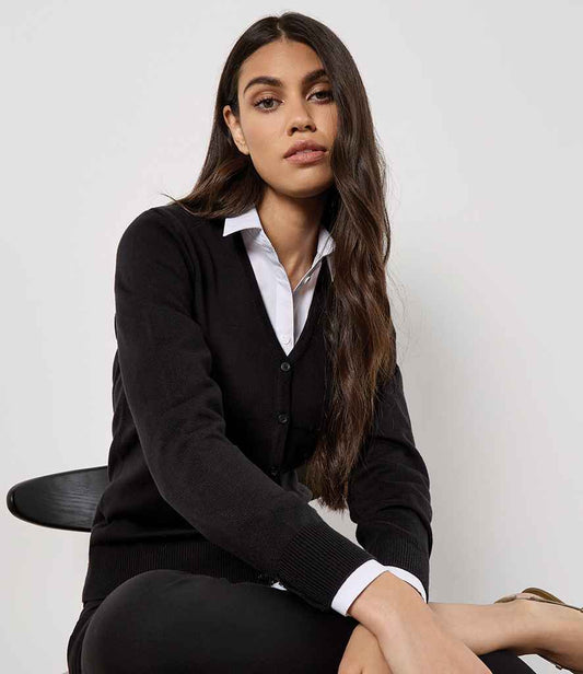 Kustom Kit - Ladies Arundel Cotton Acrylic V Neck Cardigan - K354 BLK 6