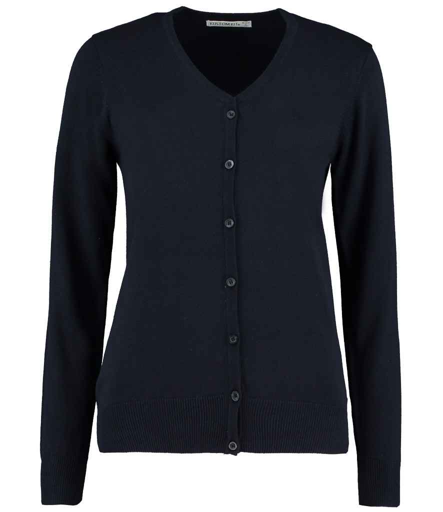 Kustom Kit - Ladies Arundel Cotton Acrylic V Neck Cardigan - K354 NAV 6