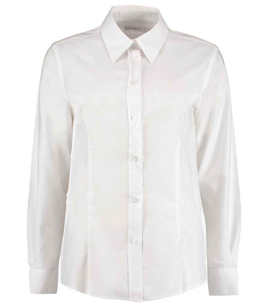 Kustom Kit - Ladies Long Sleeve Tailored Workwear Oxford Shirt - K361 WHI 8