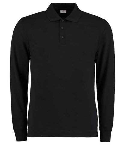Kustom Kit - Long Sleeve Poly / Cotton Piqué Polo Shirt - K430 BLK S