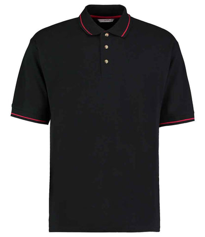 Kustom Kit - St Mellion Tipped Cotton Piqué Polo Shirt - K606 BK/RD XS