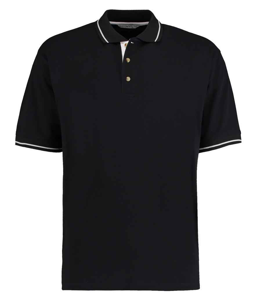 Kustom Kit - St Mellion Tipped Cotton Piqué Polo Shirt - K606 BK/WH XS