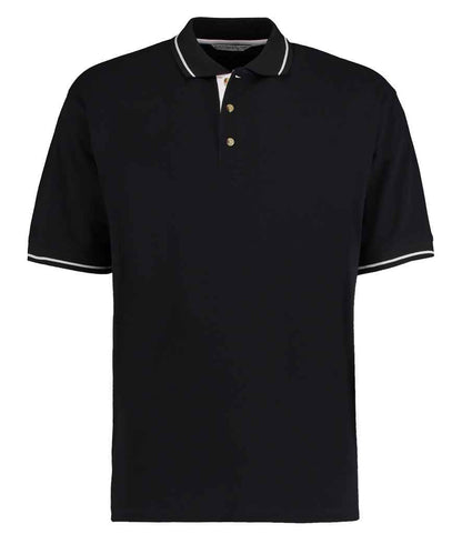 Kustom Kit - St Mellion Tipped Cotton Piqué Polo Shirt - K606 BK/WH XS