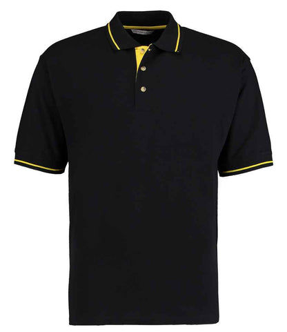 Kustom Kit - St Mellion Tipped Cotton Piqué Polo Shirt - K606 BK/YL XS