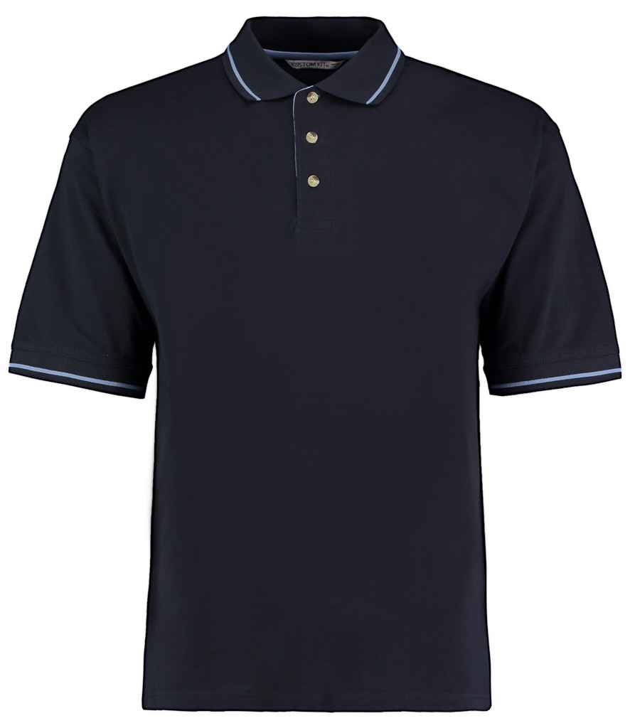 Kustom Kit - St Mellion Tipped Cotton Piqué Polo Shirt - K606 NV/LB XS