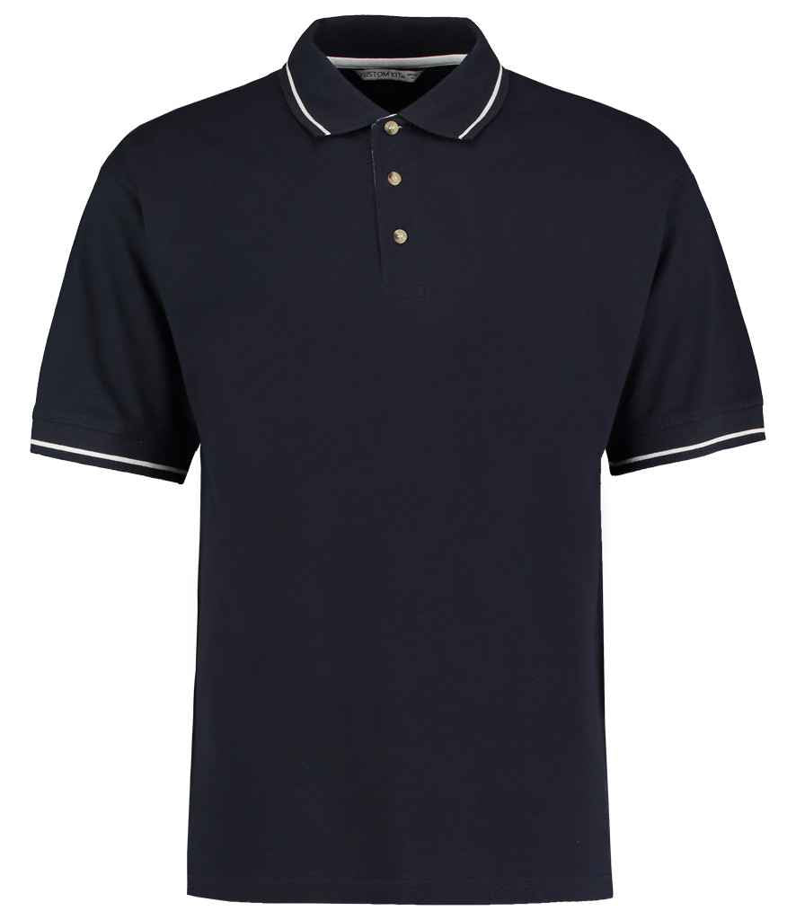 Kustom Kit - St Mellion Tipped Cotton Piqué Polo Shirt - K606 BK/LM XS