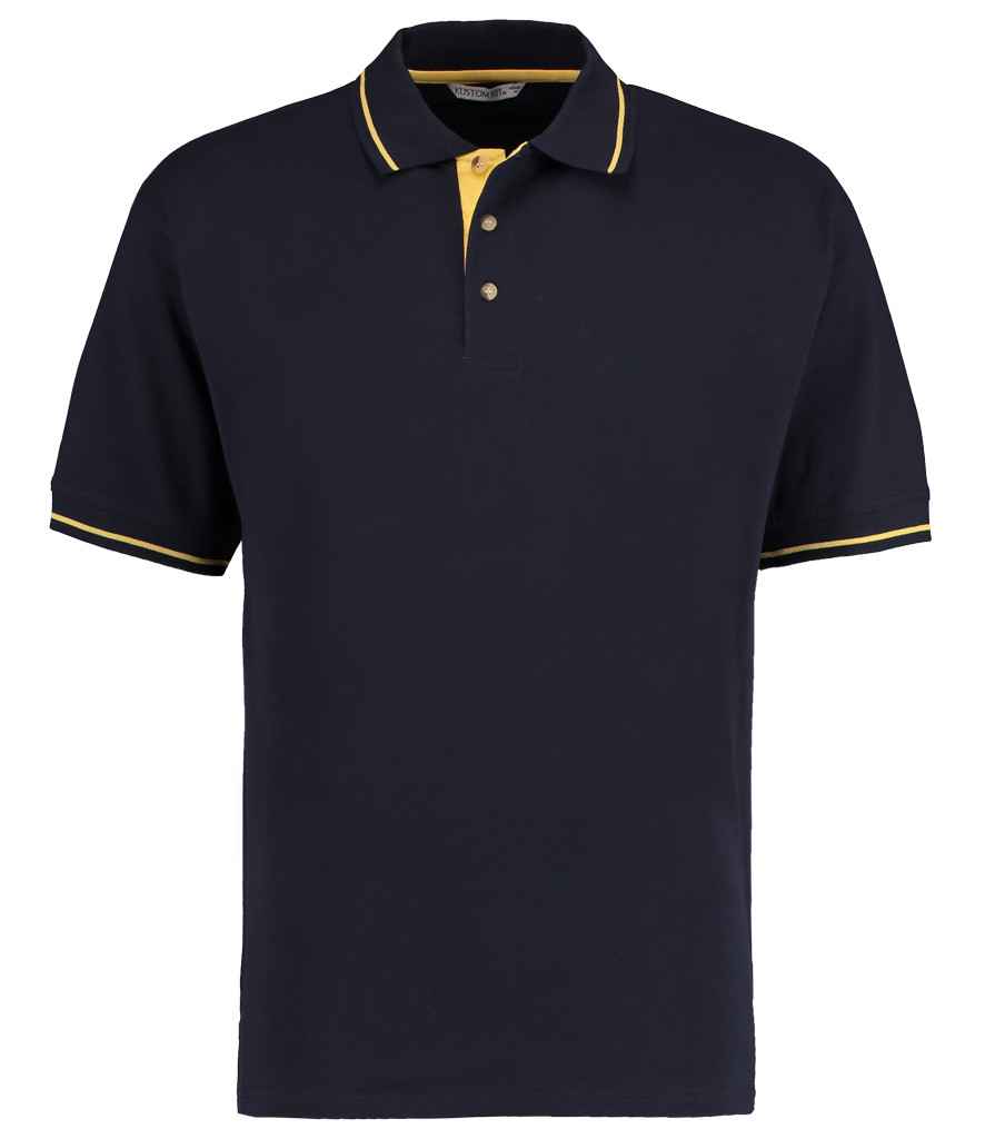 Kustom Kit - St Mellion Tipped Cotton Piqué Polo Shirt - K606 NV/YL XS
