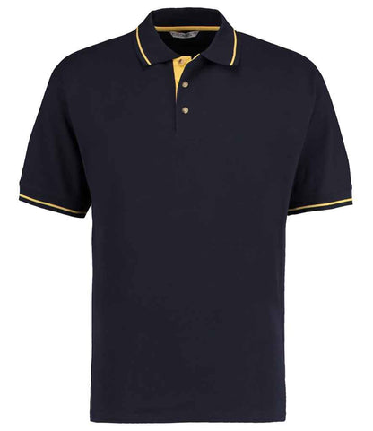 Kustom Kit - St Mellion Tipped Cotton Piqué Polo Shirt - K606 NV/YL XS
