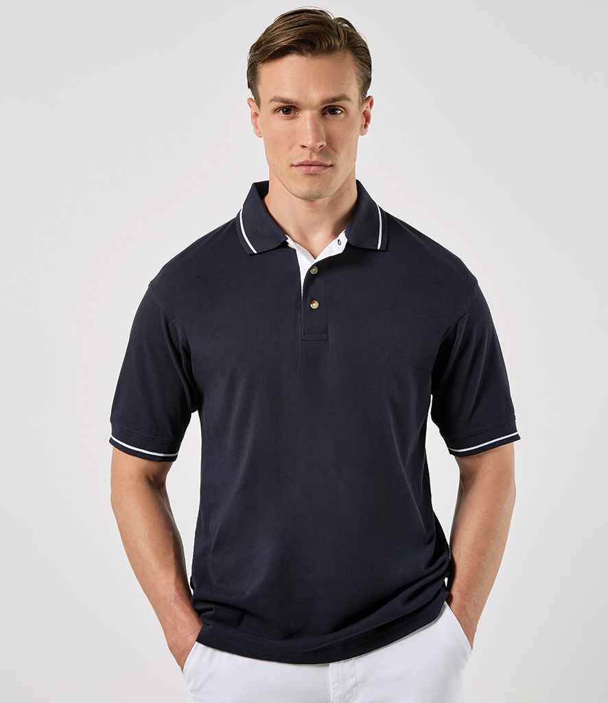 Kustom Kit - St Mellion Tipped Cotton Piqué Polo Shirt - K606 NV/WH XS