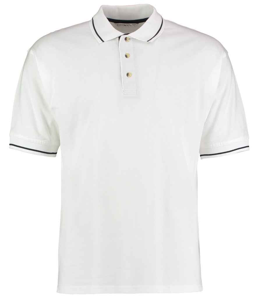 Kustom Kit - St Mellion Tipped Cotton Piqué Polo Shirt - K606 WH/NV XS
