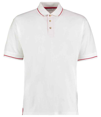 Kustom Kit - St Mellion Tipped Cotton Piqué Polo Shirt - K606 WH/RD XS