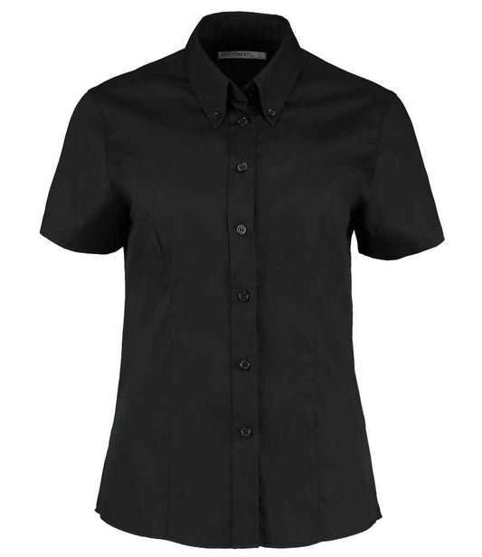Kustom Kit - Ladies Premium Short Sleeve Tailored Oxford Shirt - K701 BLK 6