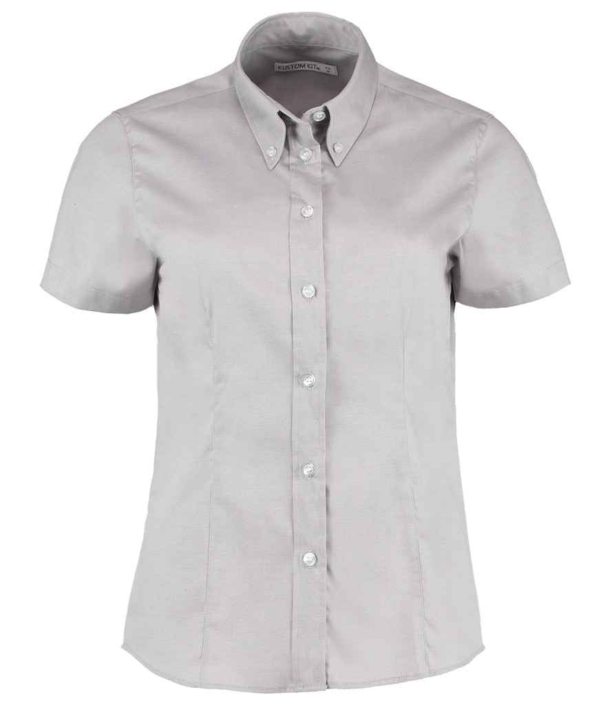 Kustom Kit - Ladies Premium Short Sleeve Tailored Oxford Shirt - K701 SIL 8