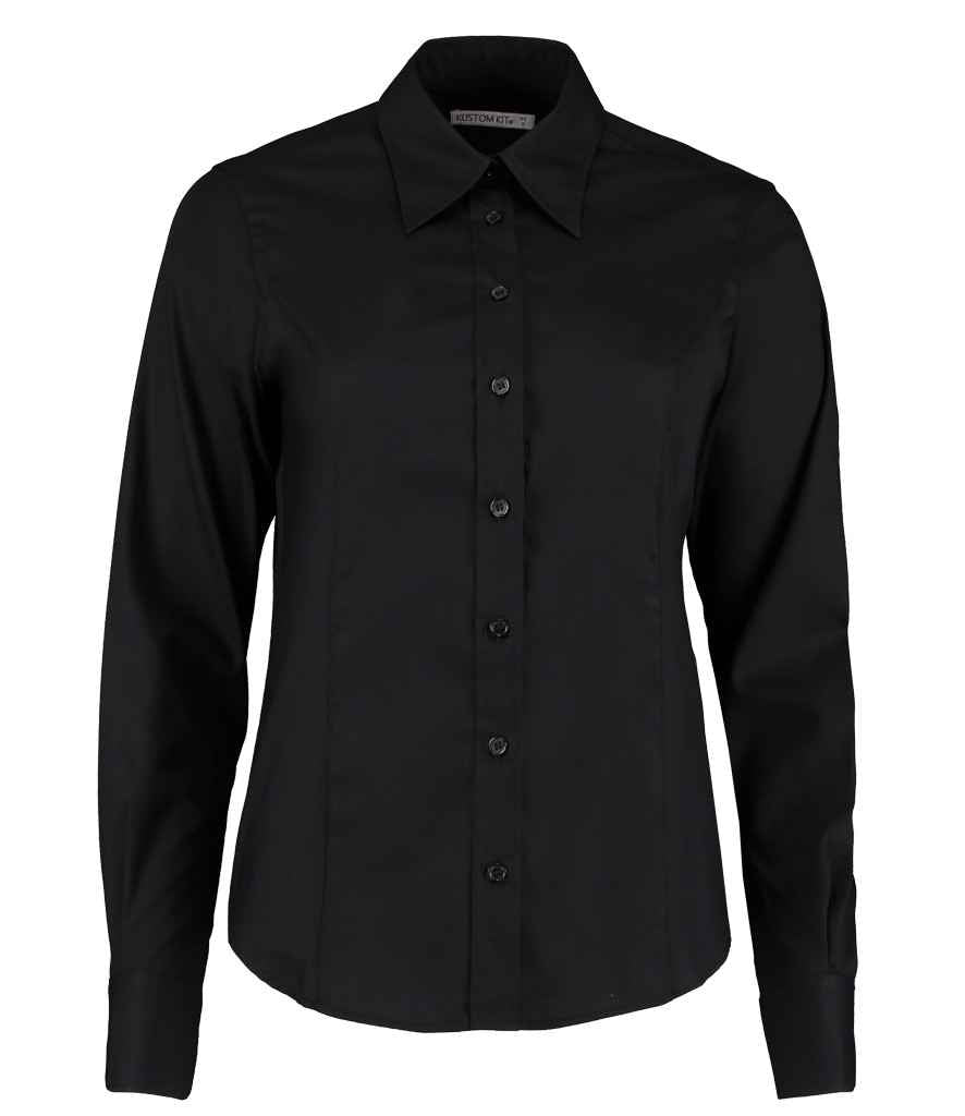 Kustom Kit - Ladies Premium Long Sleeve Tailored Oxford Shirt - K702 BLK 6