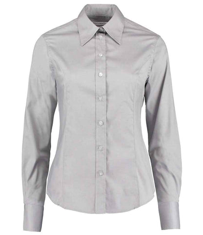 Kustom Kit - Ladies Premium Long Sleeve Tailored Oxford Shirt - K702 SIL 8