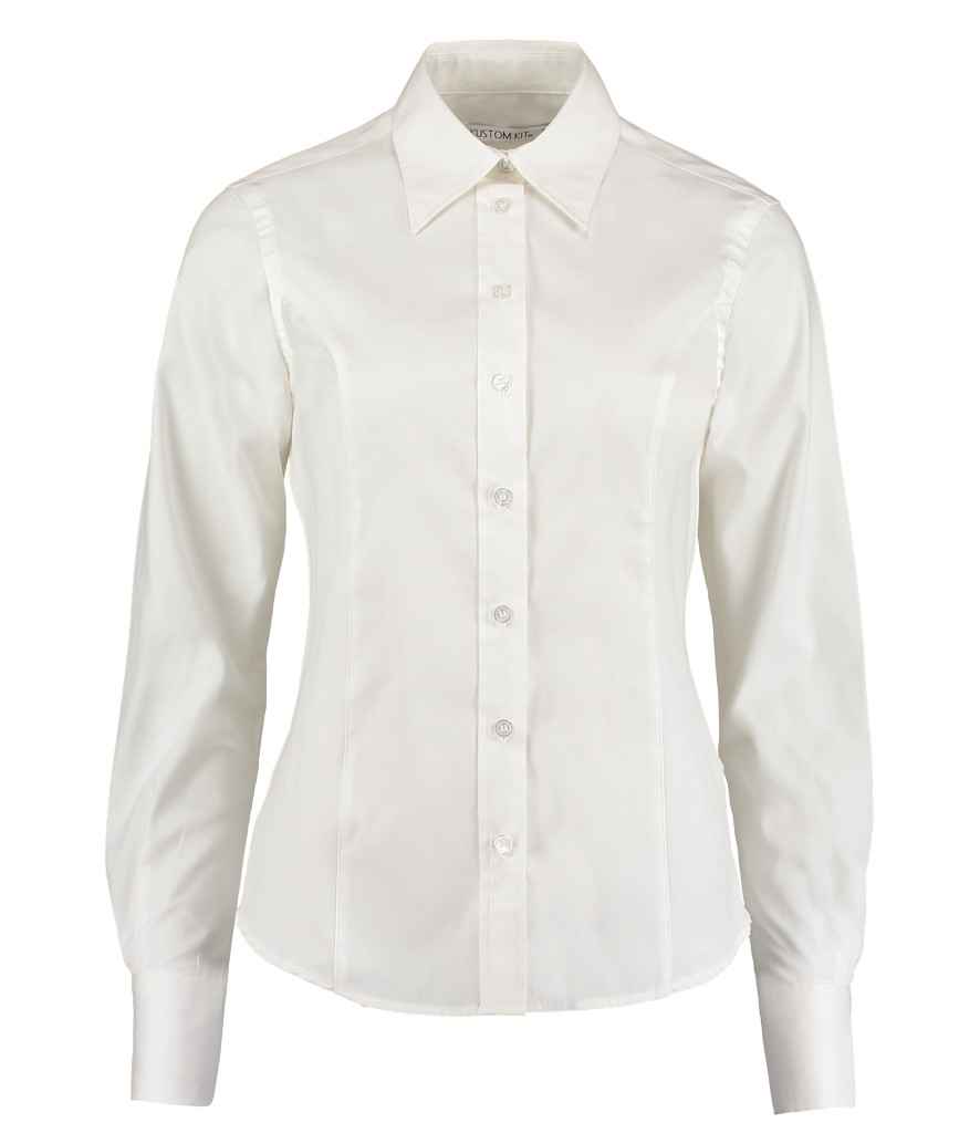 Kustom Kit - Ladies Premium Long Sleeve Tailored Oxford Shirt - K702 WHI 6