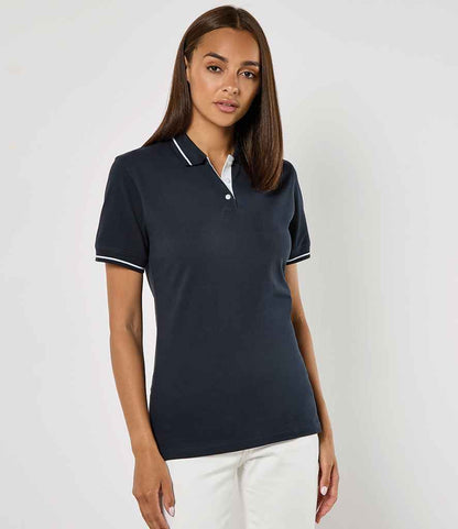 Kustom Kit - Ladies St Mellion Tipped Cotton Piqué Polo Shirt - K706 NV/WH 8